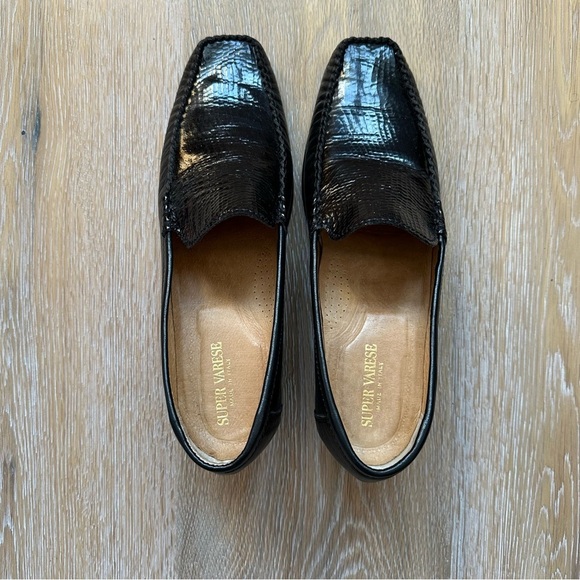 Super Varese Black Patent Leather Loafers Vero Cuoio Italiano Made In Italy - 41 - Picture 2 of 14